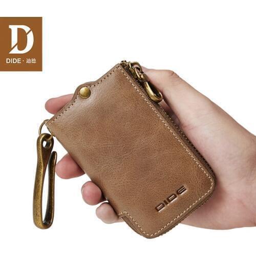 DIDE Car Key Wallets Men Genuine Leather Cow Keychain Fashion Small Purse Card Holder Wallet Male Keys Case housekeeper