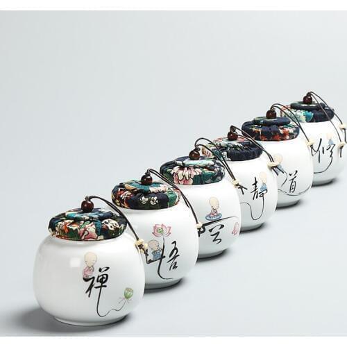 PINNY Travel Mini Ceramic Tea Canister 350ML Matte Glaze Tea Caddy Tea Ceremony Accessories Portable Porcelain Storage Jars