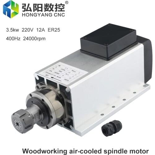 3.5kw 220V Air-Cooled Spindle Motor ER25 Chuck 24000rpm 4 Bearing Flange Motors Used For CNC Milling Machine Wood Carving