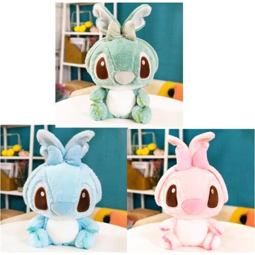35cm Disney Lilo & Stitch Pink Blue Stuffed Plush Doll Models Cute Stitch Doll Cartoon Pillow Plush Toy Girl Super Soft Doll Hug