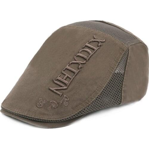 Spring Summer Men Women Cotton Fabric Ivy Cap Newsboy Cap Embroidery Letter Casual Summer Thin Mesh Casquette Unsiex Berets