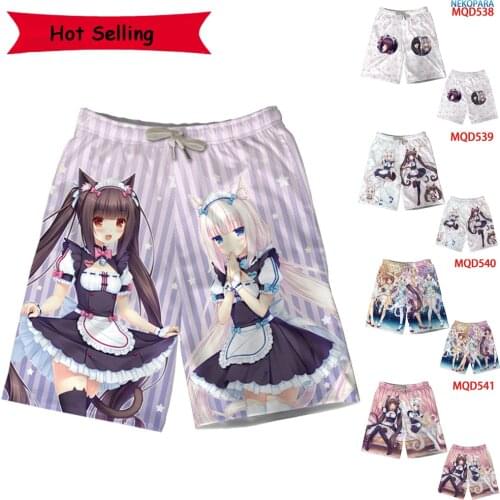 Anime Nekopara Cosplay Short Trunks Men Streetwear 3D Print Beach Summer Shorts Sport Casual Swimwear Pants Shorts Cropped Pant