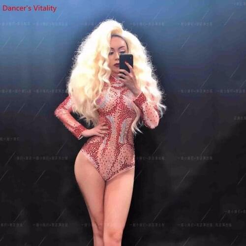 Nightclub Diamond-encrusted Luxurious Long Sleeves Body Suit Sexy Slim Fit DJ Bar Singer DS Performance Jazz Pole Dance Costume