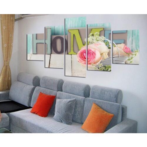 Beautiful Flower Home Letter Canvas Painting Living Room Kitchen Adornment Home Decoration Art Background Wall Gift Poster