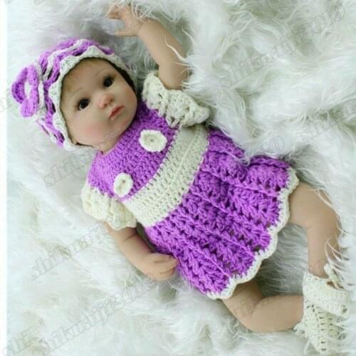 16'' Reborn Baby Girl Doll Silicone Vinyl Handmade Lifelike Purple Clothes Dolls Reborn Doll Doll Reborn Girls Toys