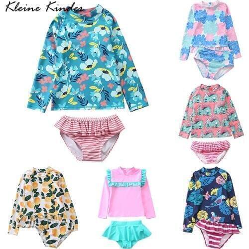 Swimsuit for Girls Long Sleeve Bathing Suits Children Rash Guard Anti-UV Kids Swimwear Bikini Set Toddler Girl Swimming Suit