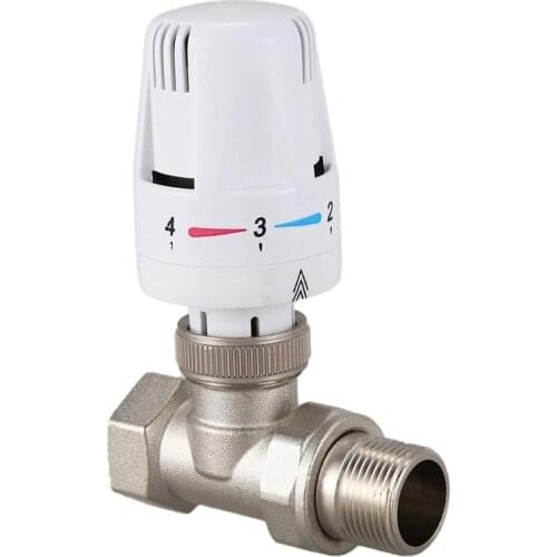 Brass Thermostatic Radiator Valve Straight Type Automatic Temperature Control Valve Floor Heating