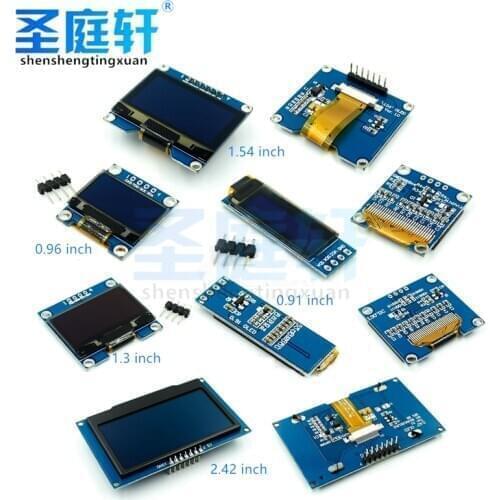 128X64 OLED LCD LED Display Module White Blue Color For Arduino 0.91/0.96/1.3/1.54/2.42 I2C IIC Serial New Original With Case