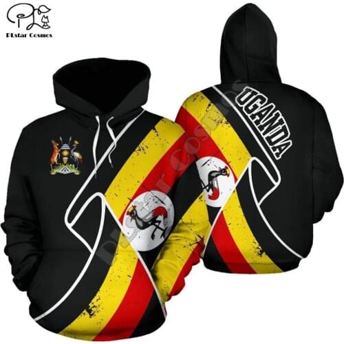 Men Women I love Uganda print 3D Hoodies Funny Uganda flag Sweatshirt Fashion Hooded Long Sleeve zipper Pullover tracksuit