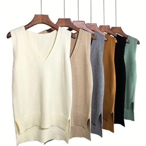 Soft Knit Sweater Vest Women 2020 Autumn Winter Korean Style Casual V Neck Sleeveless Pullover Waistcoat Tank Tops Knitwear T423