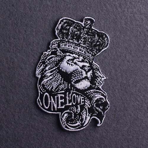 Lion Punk Patch Ecusson Thermocollants Embroidered Patches For Clothing Stickers King Skull Sticker Iron On Patches On Clothes