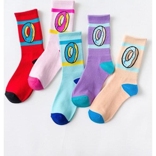 2021 New Mens And Womens Socks Donuts European And American Couples Popular Breathable Tube Socks Strategic Inventory