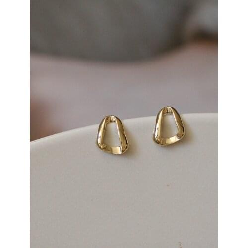 GOLDtutu 2021 New Arrival Fashion Pure 9K Gold Earrings Stereoscopic Triangle Fashionable Jewellery