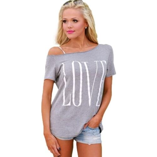 Love Letter Printed Clothes Off The Shoulder Tops Women Style Sexy T Shirt Femme Tee Shirt Feminina Camiseta Mujer Casual 2017