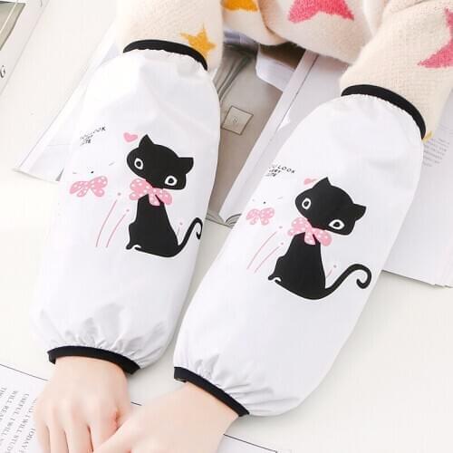 Autumn and winter cute cartoon mid-length anti-fouling sleeves students children Luokou plush sleeves adult short