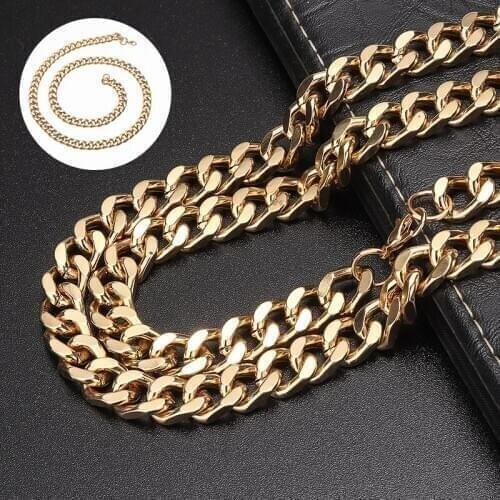 Men Punk Gold Color Link Necklace For Men Women Party Jewelry Fashion Curb Long Chain Necklace Hip Hop Rock Jewelry Accessories