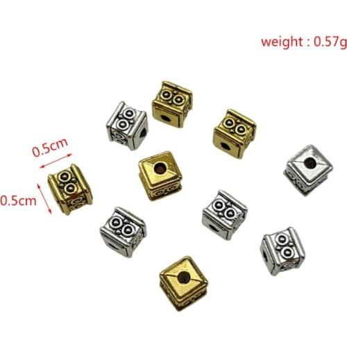 JunKang Perforated Cube Shell Spacer Bead DIY Making Bracelet Necklace Crafts Connector Gasket Wholesale Alloy Accessories