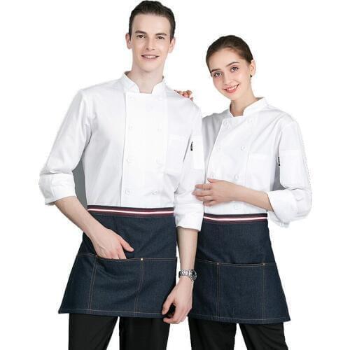 Chefs Work Clothes Men Women Long-sleeved Hotel Dining Kitchen Uniform Custom Chinese Barbecue Plus Size Jacket Overalls H2043