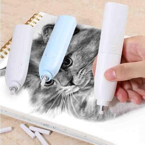 Adjustable Electric Eraser Kit 5mm Rubber Head, Replaceable Rubber Refills Highlight Pencil Eraser Student Art Drawing Eraser
