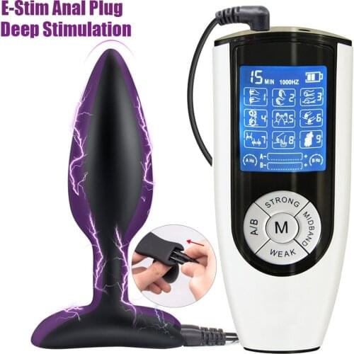 Strong Electric Shock Silicone Anal Vaginal Plug Dildo Big Butt Plug Prostate Stimulator Anus Dilator Couple Masturbator Sex Toy