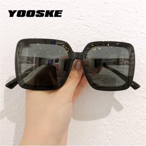YOOSKE Oversized Square Sunglasses Women Men Vintage Brand Designer Clear Green Sun Glasses Ladies Big Frame Eyewear UV400
