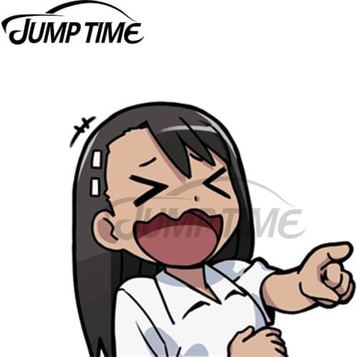 Jump Time 13 x 8.9cm For Nagatoro Laughing Vinyl Decal JDM Assessoires Scratch-proof Window Trunk Anime Japanese Car Stickers