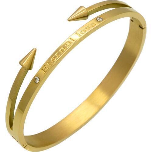 High Quality Punk Nail Bangles Stainless Steel Carved Eternal Love Bracelets & Bangles For Women Luxury Brand Women Jewelry