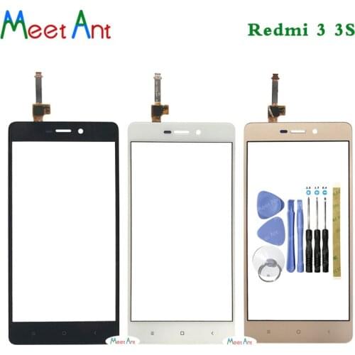 High Quality 5.0'' For Xiaomi Redmi 3 3S Touch Screen Digitizer Sensor Outer Glass Lens Panel Black White Gold