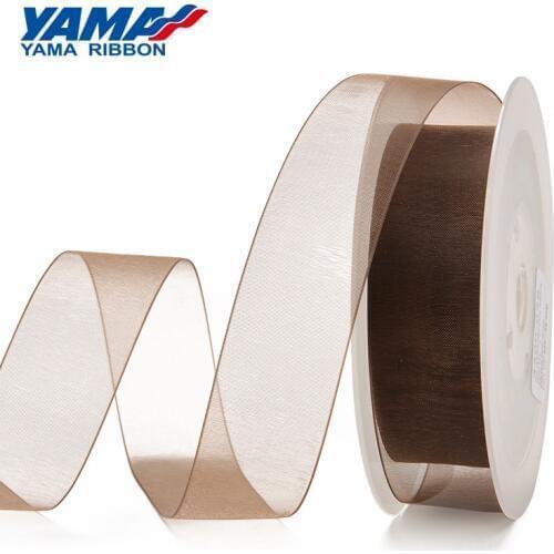 YAMA Solid Sheer Organza Silk Ribbon 6mm Green Yellow Brown for Gifts Package Wedding Decoration 400yards/lot 1/4" inch Ribbons