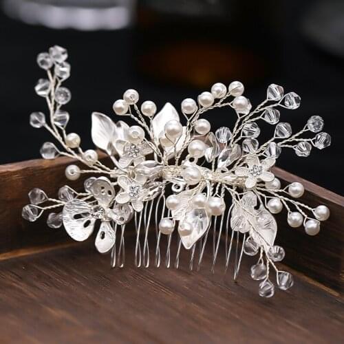 Pearl Rhinestone Flower Hair Comb Hair Accessories For Women Wedding Accessories Hair clip Head Jewelry