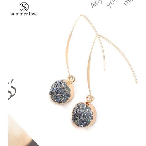 Ore circular resin imitation handmade jewelry drop earrings for women Korea personality round long tassel earrings jewelry