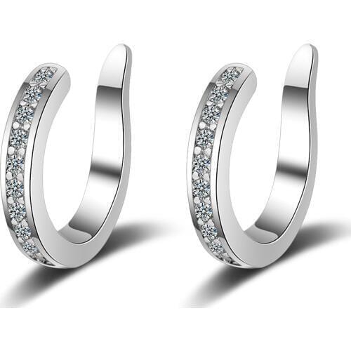 New Fashion Jewelry Simple Delicate Mosaic AAAAA Zircon 925 Sterling Silver Clip Earrings For Women Oorbellen Voor Vrouwen