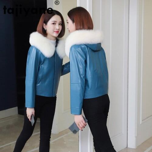 Collar Fur Fox Sheepskin Down Coat Female Genuine Leather Jacket Autumn Winter Coat Women Clothes 2021 Korean Vintage Tops T4921