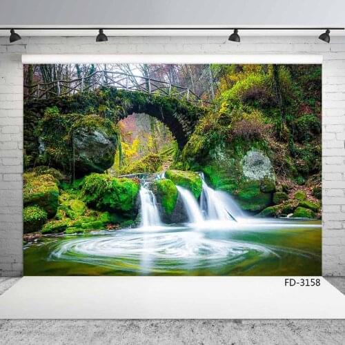 Lake Scenic Waterfall Stone Bridge Photography Backgrounds Customized Backdrop Photo Studio for Baby Children Portrait Photocall