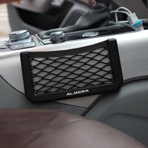 1pcs Car Organizer Storage Bag Auto Paste Net Pocket Phone Holder Storage Pocket Car Accessories Car Net Bag for Nissan Almera