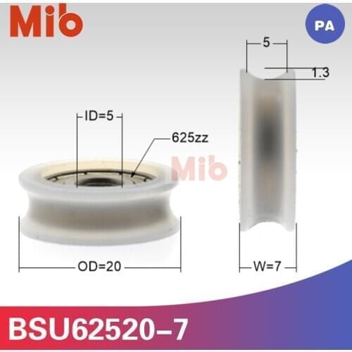 1pcs/lot NYLON black color white Aluminium alloy U/V grooved type 625zz bearing pulley wheel roller BSU62520-7