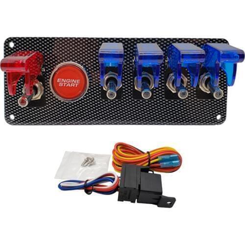 12V LED Ignition Switch Panel for Racing Car Engine Start Push Button LED Starter Toggle switch Panel