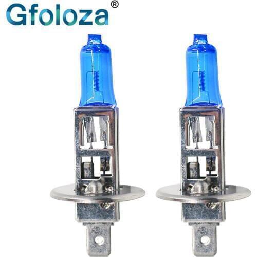 Gfoloza 2Pcs H1 Halogen Bulbs Car Headlight Fog Lamp White 5500K Halogen light Bulbs 55W DC12V Auto High Power