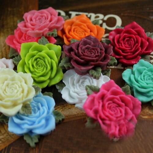 24pcs 30mm Mixed colors leafy Resin Flower Round Cameo Cabochons For Necklace Pendant Decoration 004004106