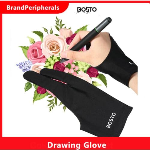 BOSTO Two-Finger Free Size Drawing Glove Artist Tablet Drawing Glove for BOSTO/UGEE/Huion/Wacom Graphics Drawing Tablets