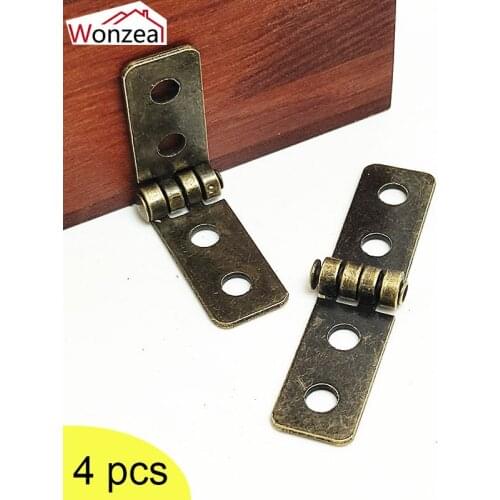 4pcs Antique Bronze Frame Balcony Window Hinges 4 Holes Cabinet Door Luggage Rectangle Furniture Decor Jewelry Box 58*13mm