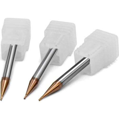 5pcs/set 55HRC 60HRC 0.2/0.4/0.5/0.6/0.8/0.9mm 2 Flute CNC end mill Extended Reach TiCN Coated Solid Carbide End Mill Tools