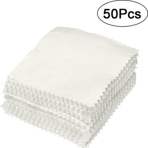 50pcs Jewelry High Quality Portable Small Size Practical Wiping Cloth Cleaning Cloth Polishing Cloth for Sterling Silver