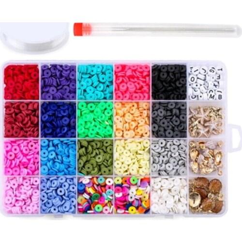 6mm Flat Round Polymer Clay Spacer Beads, Used for Jewelry Making Bracelets, Necklaces and Earrings, DIY Craft Kit