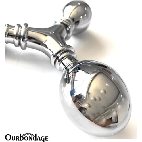 Ourbondage Stainless Steel Triple Head Tringle Shape Anal Plug Butt Plug For Men Women Prostate Massage Adult Sex Toys