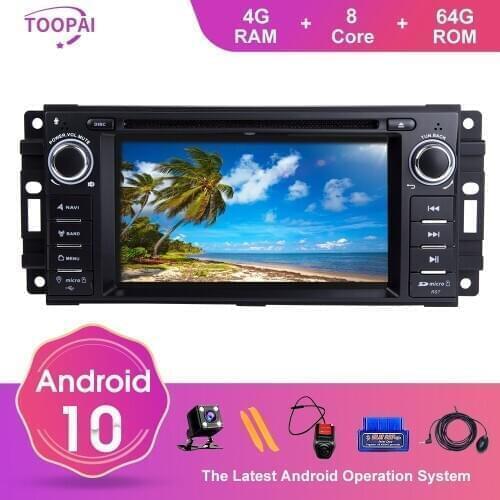 TOOPAI Android 10 For Dodge Ram Challenger Jeep Wrangler JK Auto Radio Stereo GPS Navigation Car Multimedia Player DVD Media
