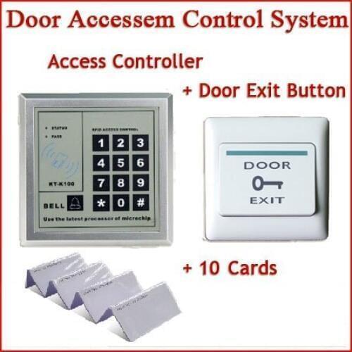 Freeshipping Access Control System with Door Exit Push Button Switch +10 rfid ID card