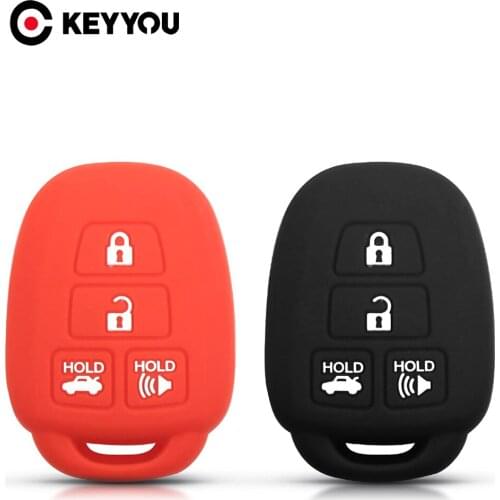 KEYYOU Key Rings For Toyota Camry Corolla RAV4 Vios Prius C Highlander 2012-2016 2017 2018 Car Key Silicone Case Key 4 Buttons