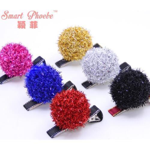 Boutique 30pcs Random Colors Fashion Cute Glitter Ball Hairpins Kawaii Solid Party Pom Pom Hair Clips Headwear Accessories