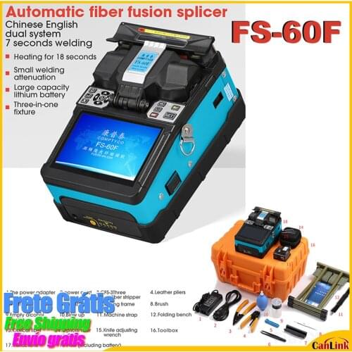 COMPTYCO FS-60F Blue Fiber Fusion Splicer 7800mAH 5-inch FTTH Fiber Optic Welding Splicing Machine toolbox Express Shipping